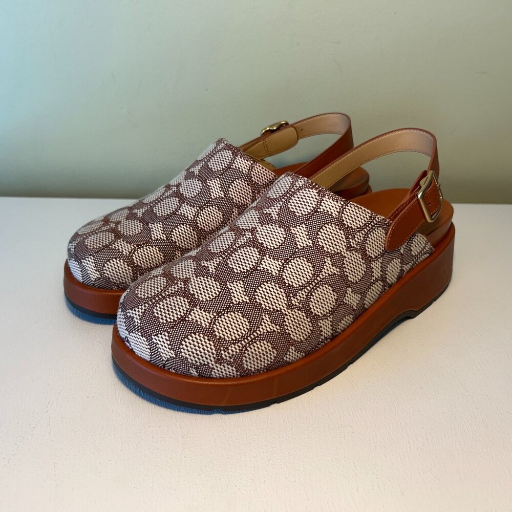 Coach Women's Sculpted C Platform Clog In Signature Textile Jacquard